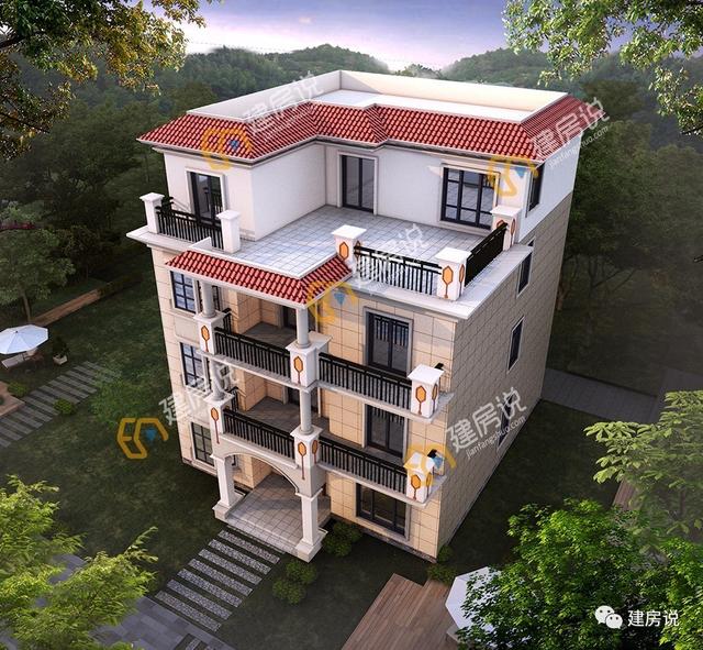 帶堂屋的四層農(nóng)村別墅，造型獨特優(yōu)美，經(jīng)濟實用