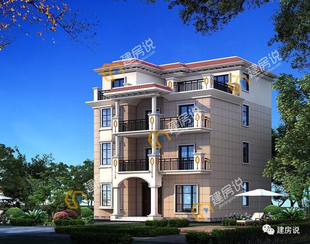 帶堂屋的四層農(nóng)村別墅，造型獨特優(yōu)美，經(jīng)濟實用