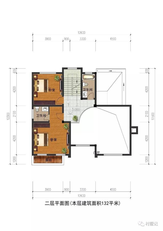 12.6×12.3米帶挑空客廳的歐式農村別墅，丈母娘都夸好