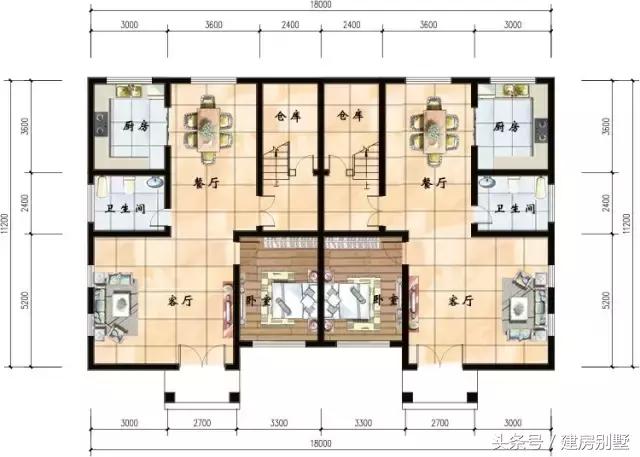 18×11.2米二層雙拼農(nóng)村別墅，讓全家人都滿意的戶型來(lái)了