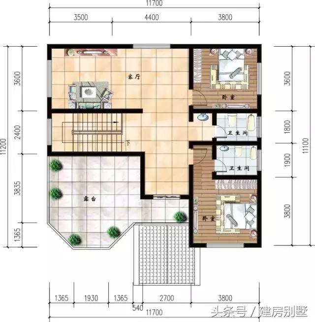 11.7×11.1三層農(nóng)村別墅，坐樓頂亭子里看長天一色