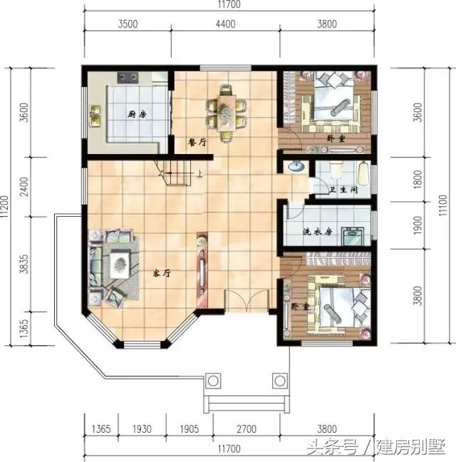 11.7×11.1三層農(nóng)村別墅，坐樓頂亭子里看長天一色