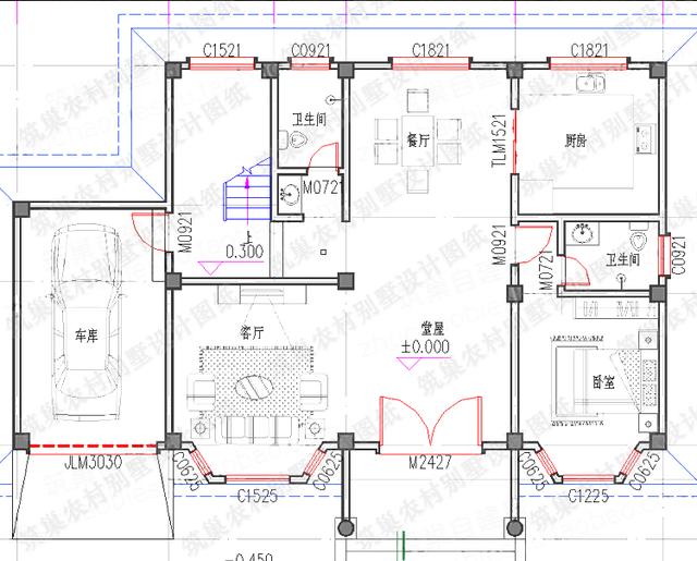 農村三層別墅建成效果圖展示：磚混結構造價30萬3廳9室6衛(wèi)帶堂屋套間帶車庫