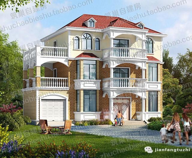 農村三層別墅建成效果圖展示：磚混結構造價30萬3廳9室6衛(wèi)帶堂屋套間帶車庫