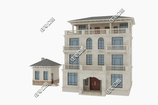 四層雙拼農(nóng)村別墅設(shè)計圖12.5x12.5米，內(nèi)設(shè)堂屋老人房影音室，外觀精致又大氣