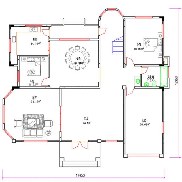 三層江南風(fēng)70萬3廳7臥16×16復(fù)式別墅設(shè)計(jì)圖，帶陽臺(tái)娛樂室車庫，外觀豪華大氣