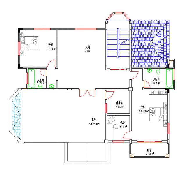 三層江南風(fēng)70萬3廳7臥16×16復(fù)式別墅設(shè)計(jì)圖，帶陽臺(tái)娛樂室車庫，外觀豪華大氣
