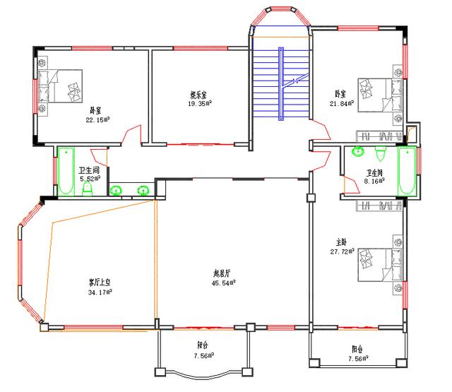 三層江南風(fēng)70萬3廳7臥16×16復(fù)式別墅設(shè)計(jì)圖，帶陽臺(tái)娛樂室車庫，外觀豪華大氣