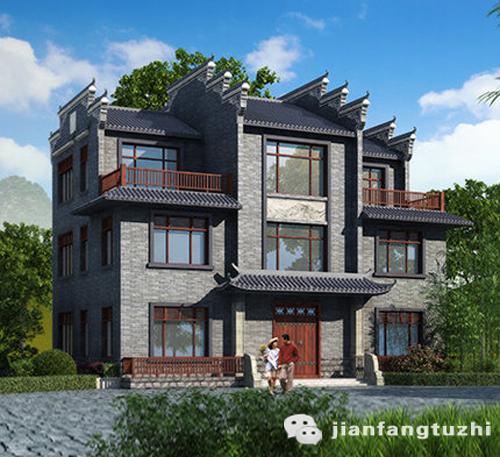 清雅簡(jiǎn)淡的三層徽派別墅圖50萬(wàn)3廳6室5衛(wèi)16×11帶中堂套房，因陋就簡(jiǎn)的樸素美