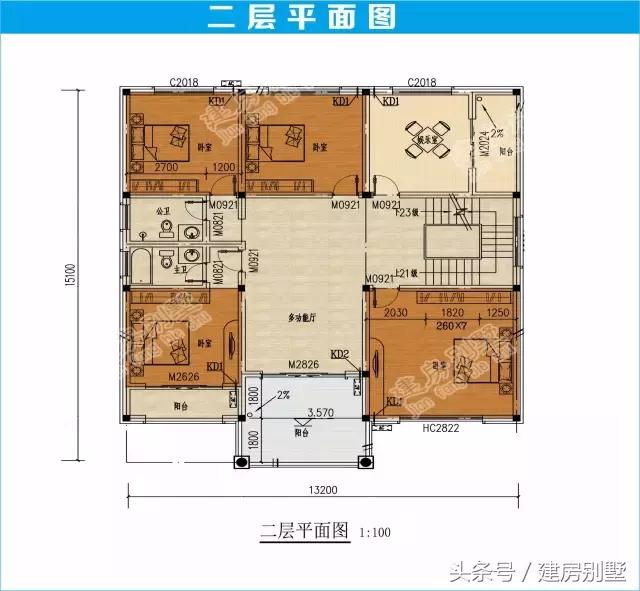 13.2×15.1米三層農(nóng)村別墅，真石漆搭配文化石，經(jīng)濟(jì)又美觀