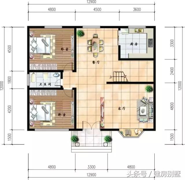 12.2×12米二層農(nóng)村別墅，外觀靚麗，造價28萬