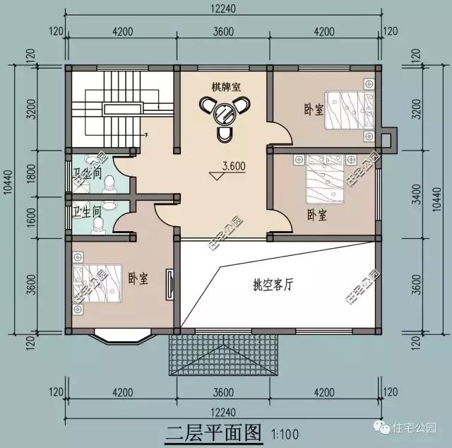 12X12米別墅戶型，經(jīng)典田園，造價(jià)23萬(wàn)！