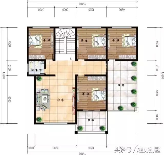15.1×13.2米三層農(nóng)村別墅，精致的歐式風(fēng)格，全家的最愛