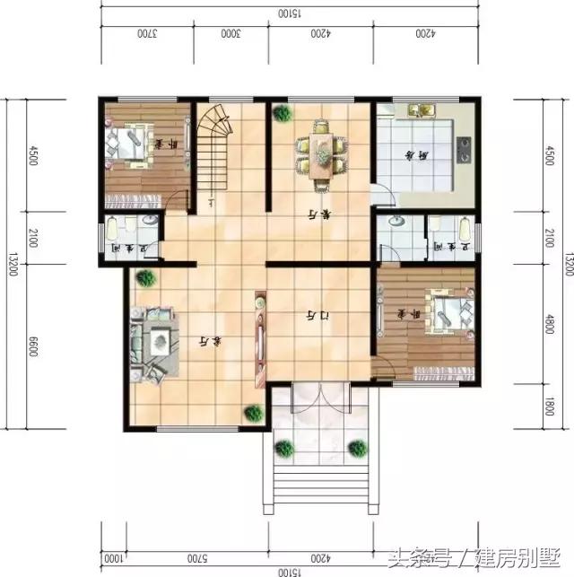 15.1×13.2米三層農(nóng)村別墅，精致的歐式風(fēng)格，全家的最愛
