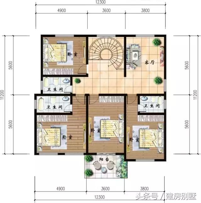 12.3×11.2米二層農(nóng)村別墅，簡(jiǎn)單大方，大眾適用戶型