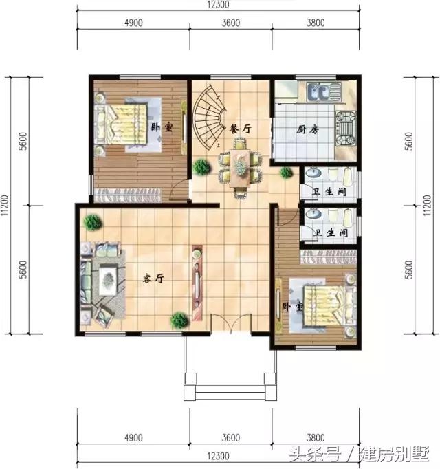 12.3×11.2米二層農(nóng)村別墅，簡(jiǎn)單大方，大眾適用戶型