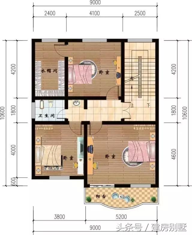 9×10.6米三層農(nóng)村別墅，占地面積不超100平米的最佳戶型