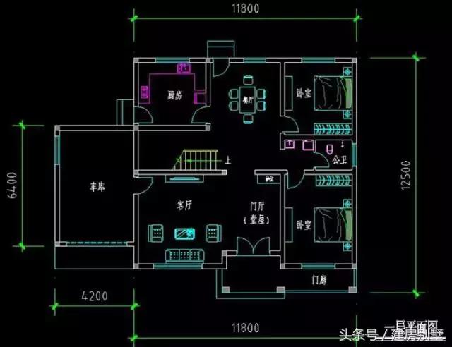 16×12.5米兩層農(nóng)村別墅，堂屋書屋車庫露臺(tái)一樣不落