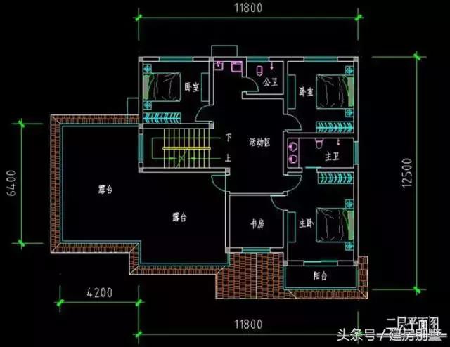 16×12.5米兩層農(nóng)村別墅，堂屋書屋車庫露臺(tái)一樣不落