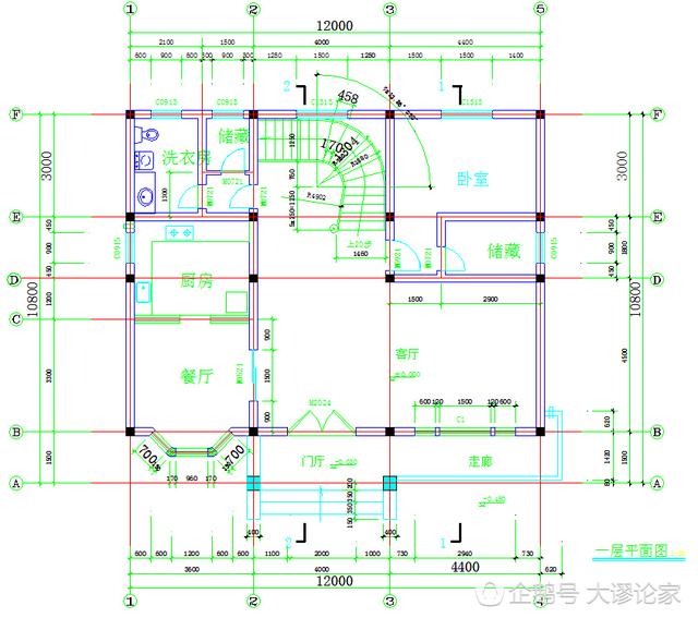 帶旋轉(zhuǎn)樓梯的農(nóng)村別墅戶型，建好了就是人生贏家