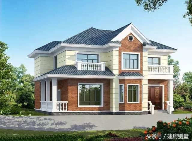 13.6×12.3米兩層農(nóng)村別墅，帶飄窗還有門廊