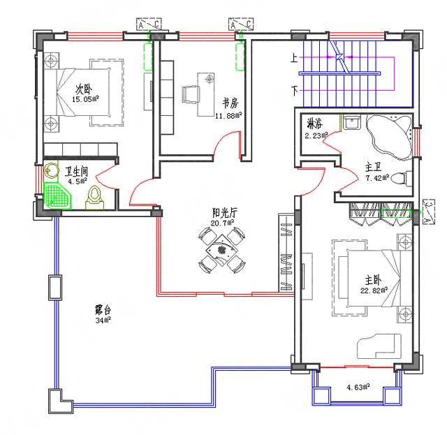 13×13復(fù)式四層自建房圖紙45萬3廳5室?guī)ш柟鈴d休閑廳套房