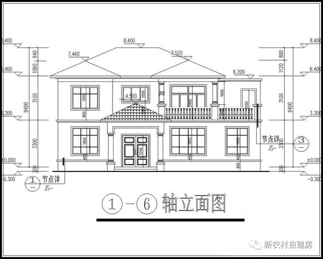 20萬內(nèi)的農(nóng)村私人別墅設(shè)計(jì)圖，14x9米，含平面圖和立面圖