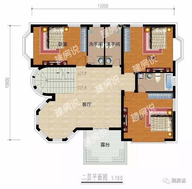 多臥室的三層農(nóng)村別墅，既簡約大氣又有時尚感