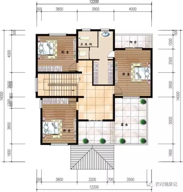 12.2×14米挑空客廳三層農(nóng)村別墅，這樣的房子你建不建
