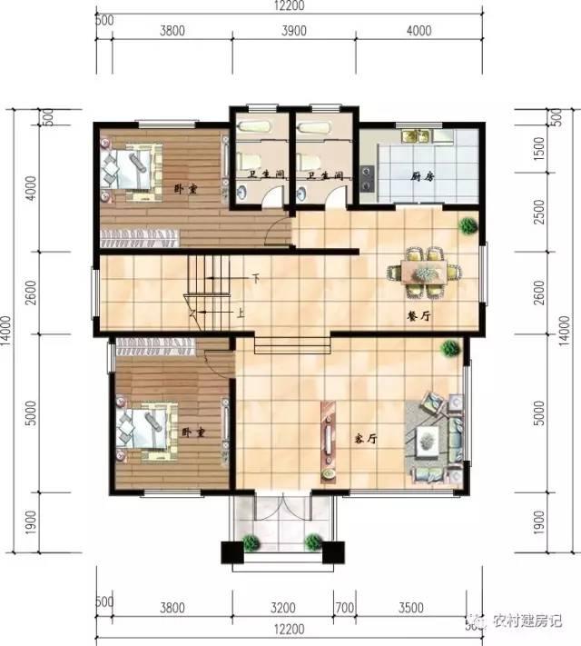 12.2×14米挑空客廳三層農(nóng)村別墅，這樣的房子你建不建