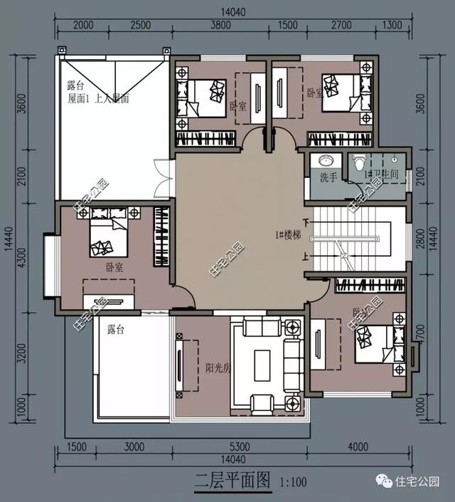 14×14米二層別墅圖，時尚而具有藝術(shù)氣質(zhì)的外觀造型，讓人印象深刻。