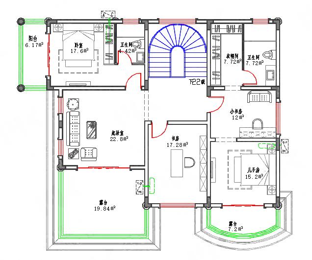 復式三層70萬180㎡別墅施工圖，帶地下室酒窖家庭影院吧臺，將住房和娛樂完美結合的農村別墅戶型圖