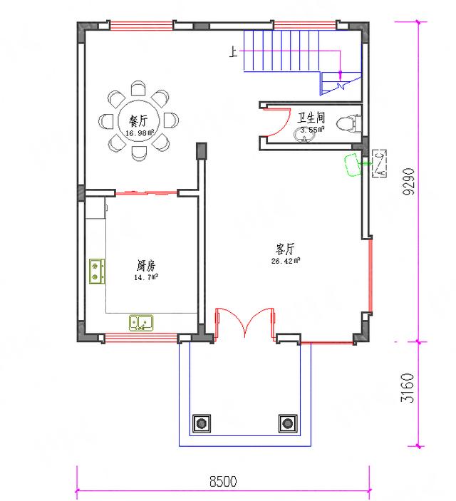 二層小戶型帶挑空客廳自建房全套施工圖，15萬80㎡1廳2室建筑結(jié)構(gòu)水電齊
