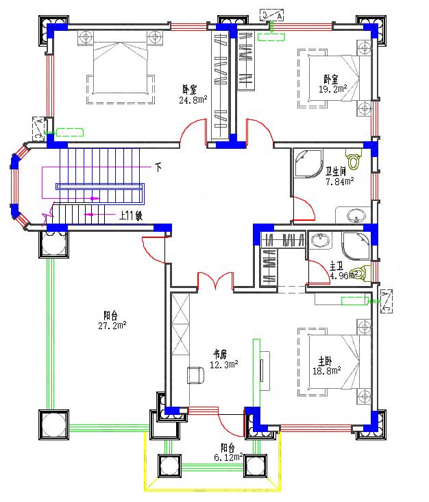三層歐式別墅設計圖50萬160㎡3廳6室?guī)涞卮跋慊鹋_挑空客廳套間
