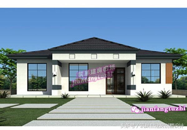 占地150平米左右的一層現(xiàn)代農(nóng)村別墅設(shè)計(jì)圖，室內(nèi)布局寬敞合理，含全套施工圖