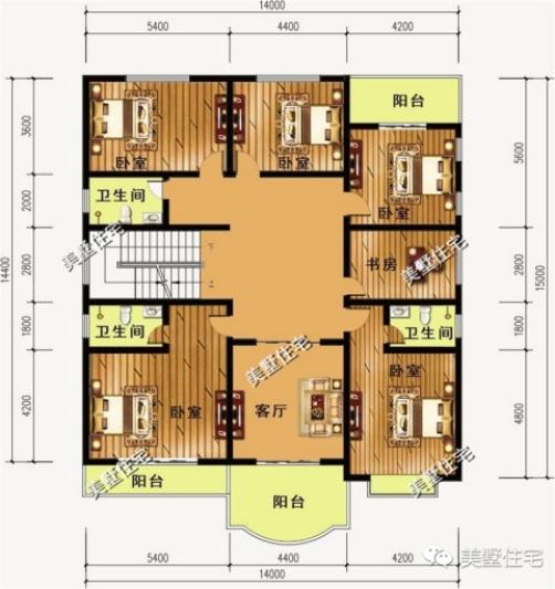 15款二層別墅圖，戶型方正施工簡單，主體造價最低只要18萬，性價超高的啊