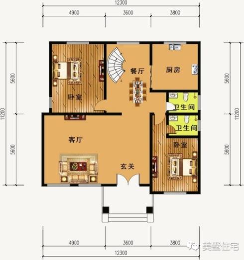 15款二層別墅圖，戶型方正施工簡單，主體造價最低只要18萬，性價超高的啊