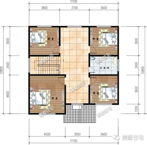 15款二層別墅圖，戶型方正施工簡單，主體造價最低只要18萬，性價超高的啊