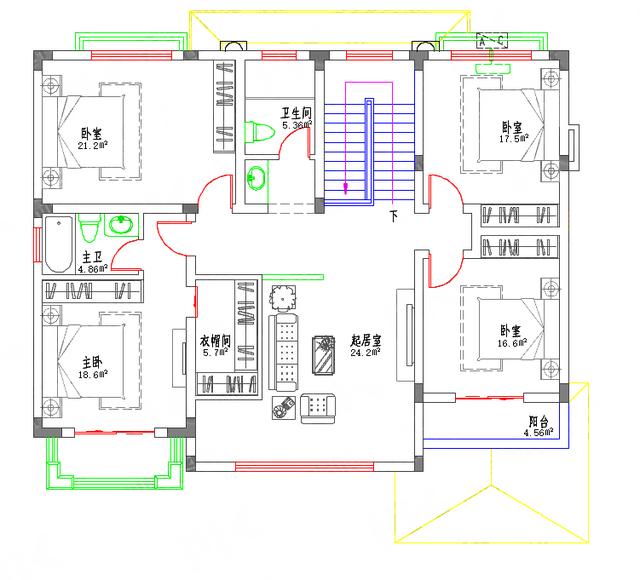二層農(nóng)村自建房全套施工圖，造價(jià)30萬左右2廳6臥14×11帶棋牌室臥室套間