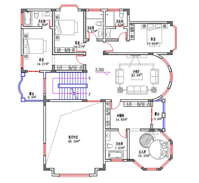 復(fù)式三層地中海風格別墅設(shè)計圖，豪華大氣