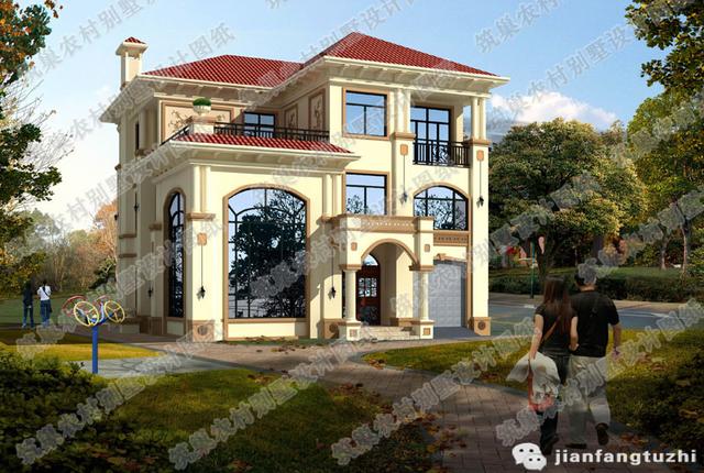 復(fù)式三層地中海風格別墅設(shè)計圖，豪華大氣