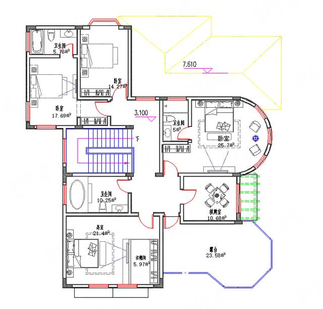 復(fù)式三層地中海風格別墅設(shè)計圖，豪華大氣