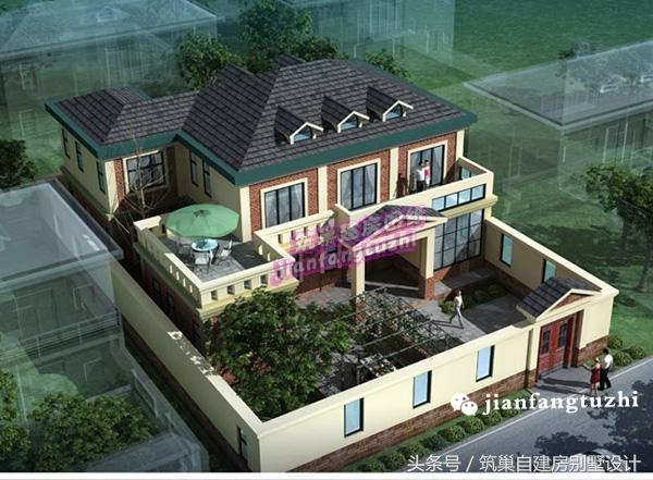 38萬15x15米帶庭院二層簡(jiǎn)歐式別墅設(shè)計(jì)圖，戶型外觀更簡(jiǎn)潔、硬朗、更具有現(xiàn)代氣息！