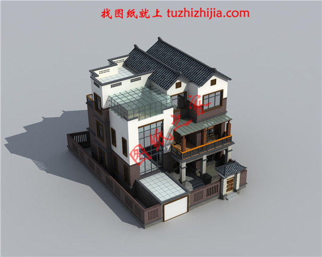 新中式農(nóng)村三層樓設(shè)計圖，帶地下室，主體建筑面積110平米