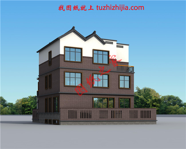 新中式農(nóng)村三層樓設(shè)計圖，帶地下室，主體建筑面積110平米