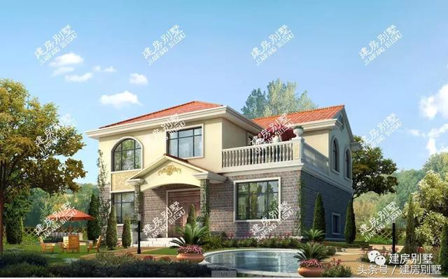 兩棟面寬12米的兩層別墅設(shè)計圖，第二棟美觀實用造價僅19萬，簡單實用