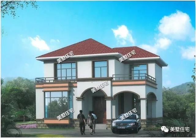 9X10米農(nóng)村小別墅戶型，5室2廳帶露臺(tái)，外觀造型大氣。