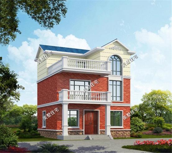 9X10米農(nóng)村小別墅戶型，5室2廳帶露臺(tái)，外觀造型大氣。