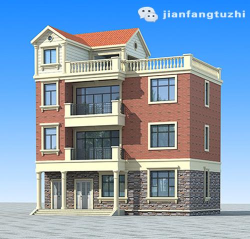 小戶型三層半兄弟戶別墅圖，100㎡32萬3廳3廚9室，帶涼亭。