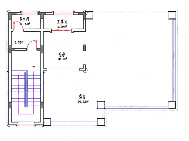 小戶型三層半兄弟戶別墅圖，100㎡32萬3廳3廚9室，帶涼亭。